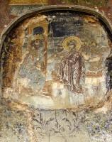 Αγία Παρασκευή: Αγιογραφία στο υπέρθυρο της εισόδου στον Νάρθηκα του ναού.