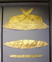 229. Gold diadems with applied floral plaques. 232. Gold diadems with repoussé circles and rosettes. Grave IV.