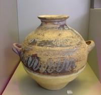 8579. Pithos with white Minoan-like decoration on a dark background. Grave A