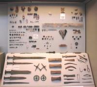 National Archaeological Museum: Gallery IV / Palatial Workshops Finds and Bronze Weapon and Tool Hoards in the Acropolis of Mycenae. 14th-13th centuries BC. (General Photo of Window)