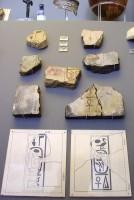2566, 2718, 12582. Αιγυπτιακά πλακίδια από φαγεντιανή με τη δέλτο του Φαραώ Αμένοφι Γ (1390-1360 π.Χ.) και στις δύο όψεις.