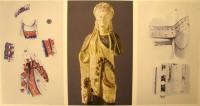 Ενημερωτική σύνθεση φωτογραφιών από την έρευνα για τη επιζωγράφηση του αγάλματος της Κόρης Αρ. ευρ. μουσείου Ακρόπολης 674.
