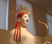 Photo of the bust of the cast of the Athenian Acropolis “Peplos Kore” shown as goddess Artemis