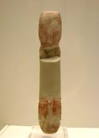 5936. Frontal view of the painted marble figurine shown in the previous photo.