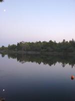 Kaiafa Lake: Getting dark, real things and their reflection become one
