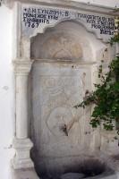 Mykonos, Ano Mera, The Holy Monastery of Our Lady Tourliani: The marble fountain within the Monastery Yard