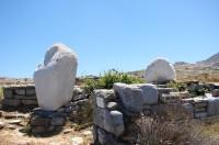 Delos Archaeological Site: Photo of the remaining parts of the Colossus as they are today in front of the Artemesion or Artemission (Nr 22)