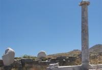 Delos Archaeological Site: Another photo of the remaining parts of the Colossus as they are today in front of the Artemesion