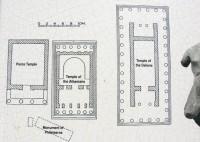 Delos Archaeological Site: A drawing of the three consecutive temples 