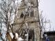 Νεστόριο: Το καμπαναριό της εκκλησίας του χωριού, χιονισμένο
