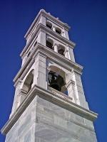 Tinos: The All-Marble Bell Tower of the Greek Orthodox Church of Ayia Triada in Kardiani Village