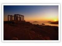 Athens Sunset at Sounion Temple of Poseidon