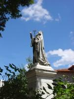 Dimitsana: The Statue of Patriarch Gregorios the 5th, opposite the Library.