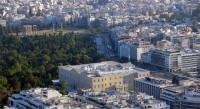 The Greek Parliament Building, the National Garden and the Olympeion from Lycabettus